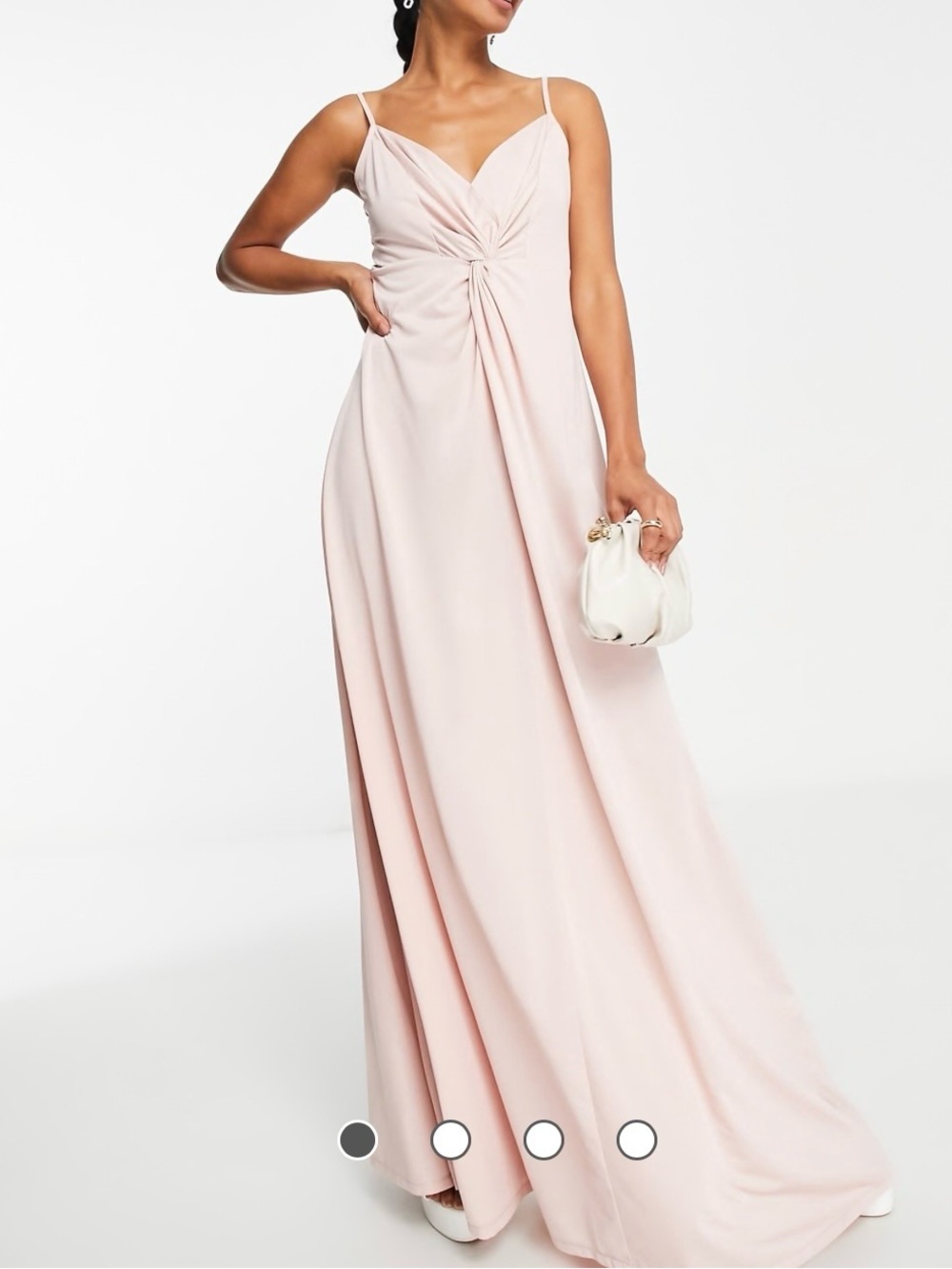 ASOS Pale Pink Twist-Front Spaghetti Strap Maxi Dress size 0